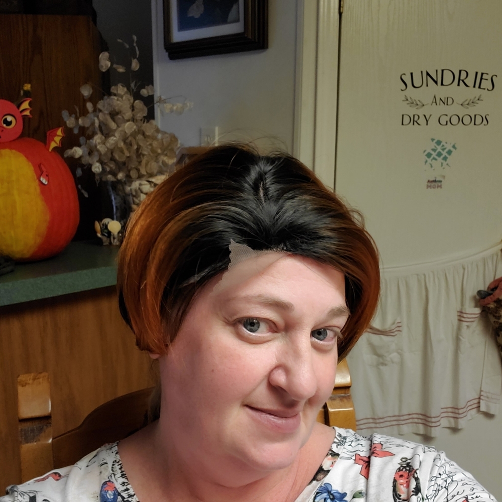 Short Bob Pixie Cut  ombre golden top to black wig 10" Synthetic